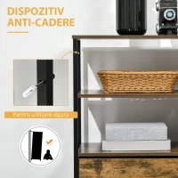 HOMCOM Dulap de depozitare stil industrial, 4 sertare din material textil cu 2 rafturi deschise pentru dormitor living, maro rustic(m-7)