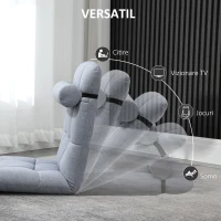 HOMCOM Fotoliu  cu suport pentru spate, scaun de lectura reglabil pe 5 niveluri, vizionarea televizorului si meditatie, gri(m-6)