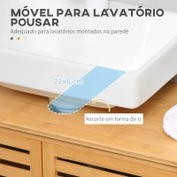 kleankin Móvel para Lavatório Pousar de Bambu com 2 Portas Armário Casa de Banho de Chão 66x29x61,5cm Madeira(m-4)