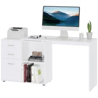 HOMCOM birou de colt, reversibil, 117x83.5x76 cm, alb(m-1)