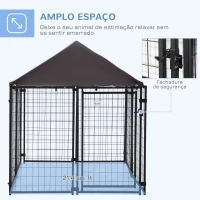 PawHut Parque para Animais de Estimação com Teto Malha de Metal e Porta com Fechadura para 141x141x153cm Preto(m-5)
