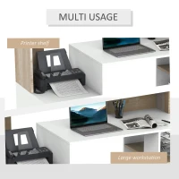 HOMCOM Masa de Birou Moderna pentru Computer cu Rafturi din Lemn MDF, 140x55x92 cm(m-5)