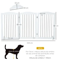 PawHut Barreira de Segurança para Cães Barreira de Segurança para Escadas e Portas Dobrável com Suporte de Pé 154x30x80cm Branco(m-3)