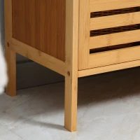 kleankin Móvel para Lavatório Pousar de Bambu com 2 Portas Armário Casa de Banho de Chão 66x29x61,5cm Madeira(m-9)