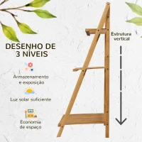 Outsunny Suporte para Plantas de 3 Níveis de Bambu Suporte para Flores Dobrável para Interior e Exterior 98x37x96,5cm Madeira(m-4)