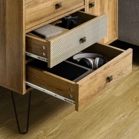 HOMCOM Cómoda de Madeira com 4 Gavetas Porta Prateleira Ajustável e Pés de Metal para Sala de Estar Dormitório 79x39x86cm Marrom(m-8)