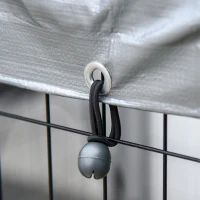 PawHut Parque para Animais de Estimação com Teto Malha de Metal e Porta com Fechadura 120x120x138cm Preto e Prata(m-9)