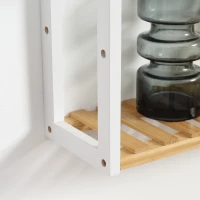 HOMCOM Estante de Parede de Bambu de 3 Níveis Estante Suspensa para Sala de Estar Dormitório Cozinha 60x15x54cm Madeira e Branco(m-9)