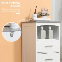 Kleankin Dulapior Baie Alb – 3 Sertare & Raft Deschis, MDF 40×33×80 cm(m-5)