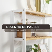 HOMCOM Estante de Parede de Bambu de 3 Níveis Estante Suspensa para Sala de Estar Dormitório Cozinha 60x15x54cm Madeira e Branco(m-4)