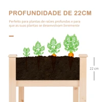 Outsunny Horta Elevada de Madeira com Tecido não Tecido e 4 Orifícios de Drenagem para Cultivo 122,5x56,5x76cm Madeira(m-6)