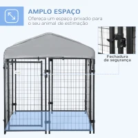 PawHut Parque para Animais de Estimação com Teto Malha de Metal e Porta com Fechadura 120x120x138cm Preto e Prata(m-4)