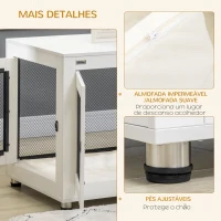 PawHut Gaiola para Cães de Madeira Mesa de Centro l com 2 Portas com Fechadura Almofada de Tecido Oxford 94x60x71,5cm Branco(m-7)