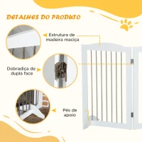 PawHut Barreira de Segurança para Cães Barreira de Segurança para Escadas e Portas Dobrável com Suporte de Pé 154x30x80cm Branco(m-6)