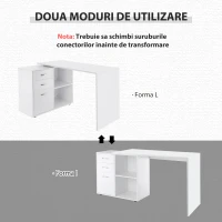 HOMCOM birou de colt, reversibil, 117x83.5x76 cm, alb(m-7)
