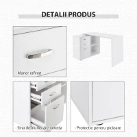 HOMCOM birou de colt, reversibil, 117x83.5x76 cm, alb(m-8)