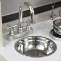 HOMCOM Bucatarie Jucarie din Lemn pentru Copii, cu Oale si Ustensile din Otel(m-10)