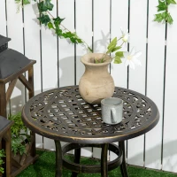 Outsunny Outdoor Garden Table, Cast Aluminium Patio End Table with Anti-slip Foot Pads for Garden, Patio, Balcony, 60 x 52.5cm, Bronze(m-7)