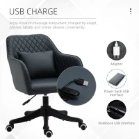 Vinsetto Velvet Office Chair, Desk Chair, Makeup Vanity Chair with Massage Lumbar Pillow and Rolling Wheels for Bedroom and Home, Deep Blue(m-4)