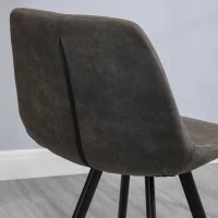 HOMCOM Set Of 2 Bar Stools Vintage Microfiber Cloth Tub Seats Padded Comfortable Steel Frame Footrest Quilted Home Bar Cafe Kitchen Chair Stylish Dark Grey(m-8)