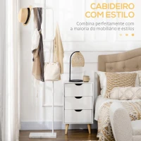HOMCOM Cabide de Pé Elegante com 2 Ganchos Redondos Suspensos e Base de Mármore 35x25x170cm Branco(m-4)