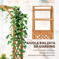Outsunny Fioriera da Esterno a Fondo Cavo in Abete Marrone con Arco Decorativo e Grate per Rampicanti, 83x36x152 cm(m-4)