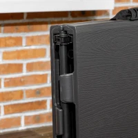 Outsunny Stół na Zewnątrz, Stół Ogrodowy, dla 4 Os., Składany, Regulowana Wysokość, Wygląd Drewna, Szary+Czarny, 118 x 60 x 74 cm(m-8)