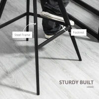 HOMCOM Set Of 2 Bar Stools Vintage Microfiber Cloth Tub Seats Padded Comfortable Steel Frame Footrest Quilted Home Bar Cafe Kitchen Chair Stylish Dark Grey(m-6)