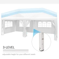 Outsunny 3 x 6 m Pop Up Gazebo with Sides and Windows, Height Adjustable Wedding Camping Party Tent Canopy Marquee with Storage Bag for Garden, Event, White(m-7)