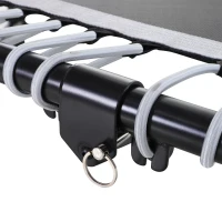 HOMCOM Trampoline de Fitness / Gymnastique Pliable haute performance Ø 122 cm élastiques Bungee + guidon hauteur réglable 122-138 cm gris noir(m-9)