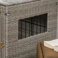 PawHut Wicker Dog Cage, with Lockable Door, Washable Cushion, for Small Dogs - Grey(m-9)