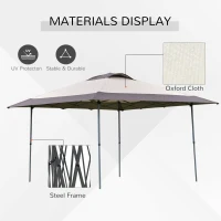 Outsunny 4 x 4m Pop-up Gazebo Canopy Tent with Roller Bag & Adjustable Legs for Outdoor Party, Steel Frame, Brown(m-4)