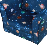 HOMCOM Kids Planet-Themed Armchair, with Non-Slip Feet, Wooden Frame - Blue(m-9)
