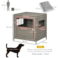 PawHut Wicker Dog Cage, with Lockable Door, Washable Cushion, for Small Dogs - Grey(m-3)