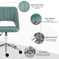 Vinsetto Mid Back Office Chair Velvet Fabric Swivel Scallop Shape Computer Desk Chair for Home Study Bedroom Green(m-7)