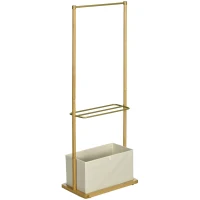HOMCOM Clothes Rail, Bamboo Coat Stand, Garment Rack with Open Shelves and Fabric Storage Box for Bedroom, Hallway, Natural(m-1)