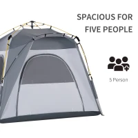 Outsunny 4 Person Automatic Camping Tent, Outdoor Pop Up Tent, Portable Backpacking Dome Shelter, Light Grey(m-4)