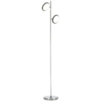 HOMCOM Modern Floor Lamps for Living Room, Standing Lamp with 2 Light White LED, Adjustable Head, 25x25x165cm, Chrome(m-1)