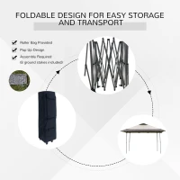 Outsunny 4 x 4m Pop-up Gazebo Canopy Tent with Roller Bag & Adjustable Legs for Outdoor Party, Steel Frame, Brown(m-5)