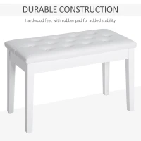 HOMCOM PU Leather Upholstered Piano Stool Makeup Stool Bench Dressing Table Seat with Storage 76x36x50cm, White(m-6)