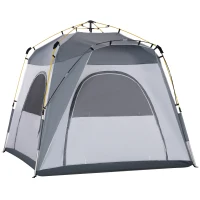 Outsunny 4 Person Automatic Camping Tent, Outdoor Pop Up Tent, Portable Backpacking Dome Shelter, Light Grey(m-1)