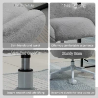 HOMCOM Makeup Vanity Chair, Cute Fluffy Desk Chair with Rolling Wheels for Bedroom Living Room, Grey(m-6)