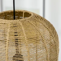 HOMCOM Candeeiro Suspenso de Corda de Papel Candeeiro de Teto com Corda Ajustável Ø30x47cm Natural e Preto(m-8)