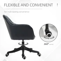 Vinsetto Velvet Office Chair, Desk Chair, Makeup Vanity Chair with Massage Lumbar Pillow and Rolling Wheels for Bedroom and Home, Deep Blue(m-6)