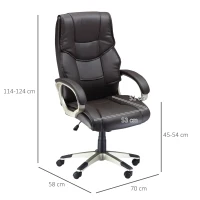 HOMCOM Home Office Chair High Back Computer Desk Chair with Faux Leather Adjustable Height Rocking Function Brown(m-3)