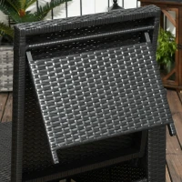 Outsunny 5PC PE Rattan Sun Lounger, Outdoor Wicker 5-level Adjustable Recliner Sofa Bed with Storage Side Table and Footstools, for Patio, Garden, Poolside, Black(m-8)