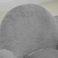 HOMCOM Makeup Vanity Chair, Cute Fluffy Desk Chair with Rolling Wheels for Bedroom Living Room, Grey(m-7)