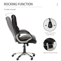 HOMCOM Home Office Chair High Back Computer Desk Chair with Faux Leather Adjustable Height Rocking Function Brown(m-5)