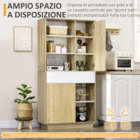 HOMCOM Credenza Moderna in Legno con Cassetto e Armadietti, 89x39.6x180cm, Legno e Bianco(m-4)