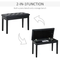 HOMCOM PU Leather Upholstered Piano Stool Makeup Stool Bench Dressing Table Seat with Storage 76x36x50cm, Black(m-4)